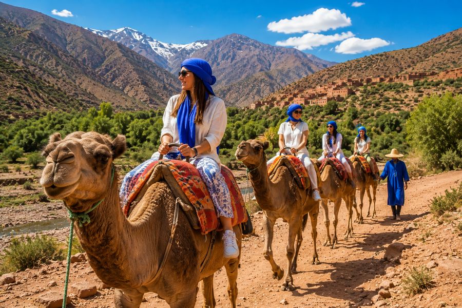 Camel ride through the Atlas foothills